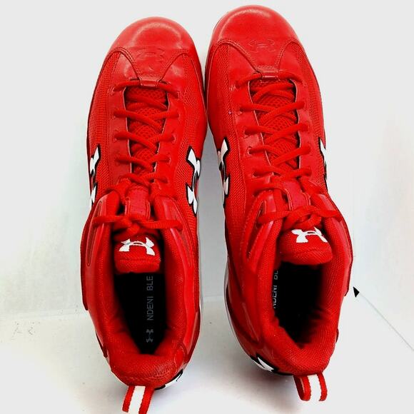 Under Armour Men's Fire Red Metal Baseball Cleats - Size 14 - Picture 5 of 6